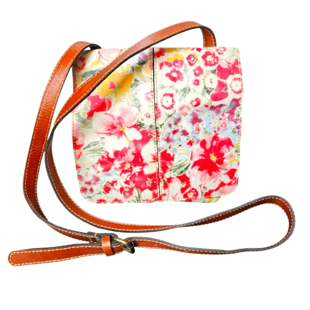 Patricia Nash GRANADA Floral Print Italian Leather Crossbody Bag Purse